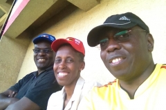 Attending football  match with Justice Mike Chibita and wife